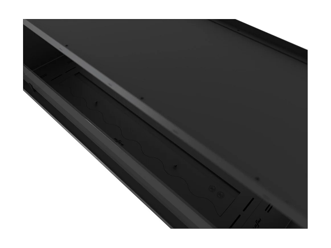 Lareira a Bioetanol 2 Lados 1200 Slim Embutida com Duas Frentes - Preto Fosco, com Vidro, Queimador de 4L, Design Moderno