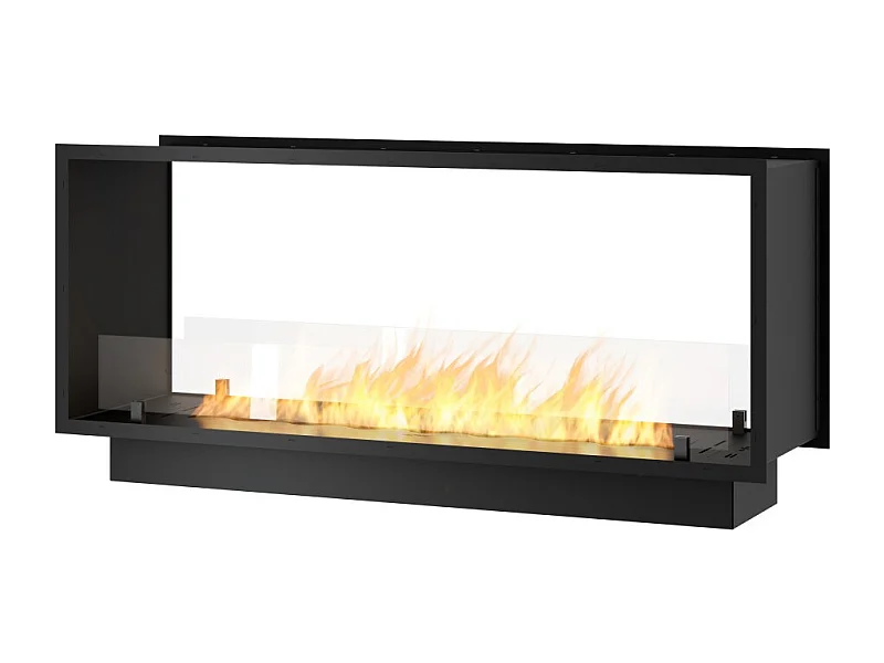 Kominek Bioetanolowy 2Side 1200 Slim Wbudowany z Dwiema Fasadami - Matowa Czerń, ze Szkłem, Palnik 4L, Nowoczesny Design