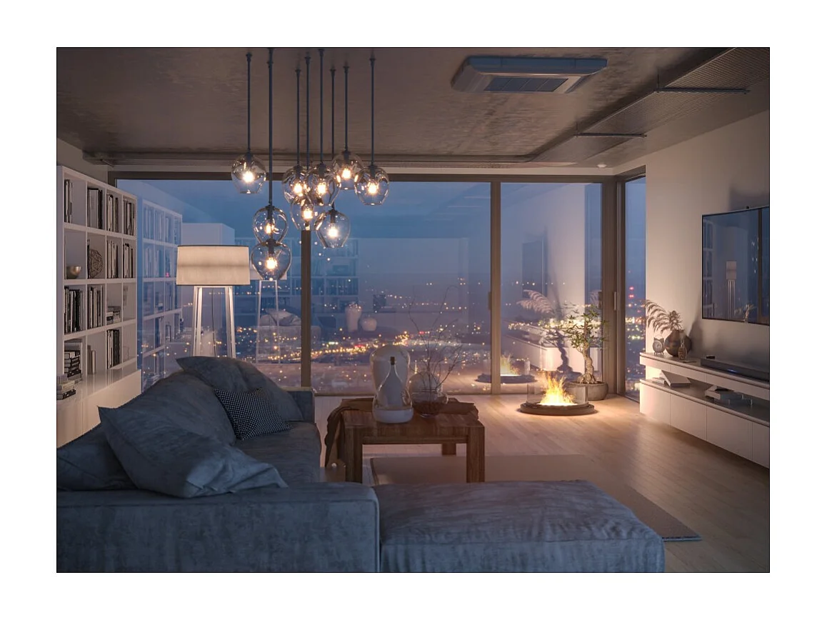 Lareira autônoma a bioetanol Inround - preta Lareira de chão com tubo de combustão D.95cm