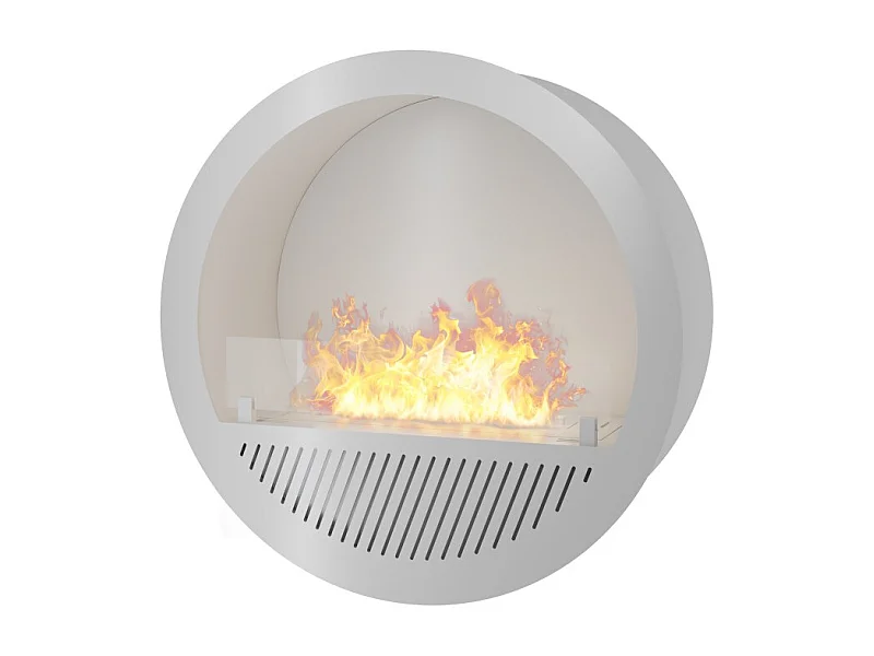 Incircle Inside Einbau-Bioethanol-Kamin - Runder Design-Wand-Biokamin d.70cm Weiß
