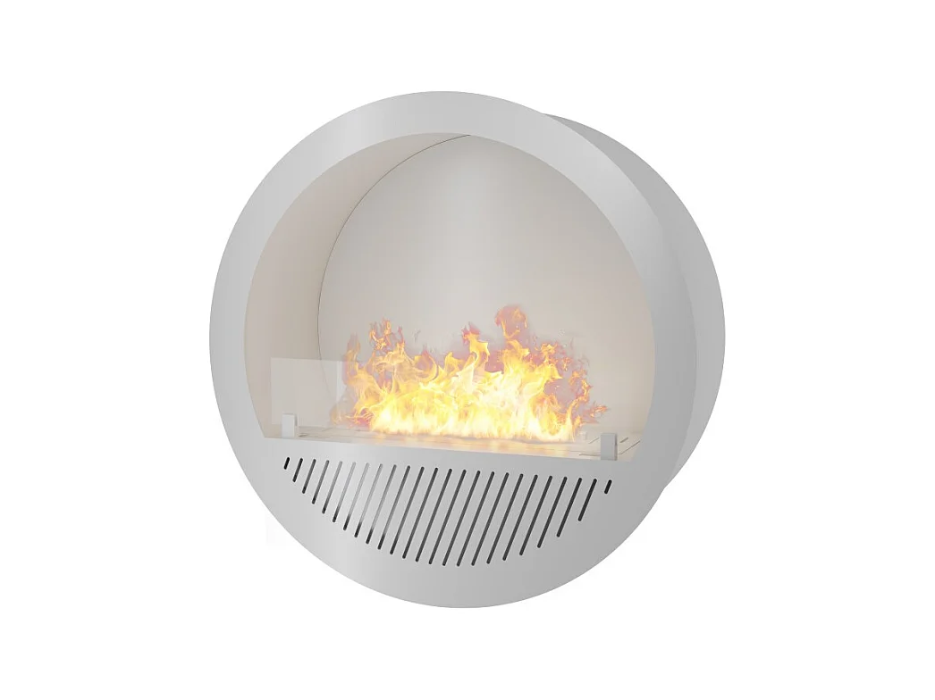 Cheminée bioéthanol encastrable Incyclle Inside - Cheminée bioéthanol murale ronde design d.70 cm Blanc