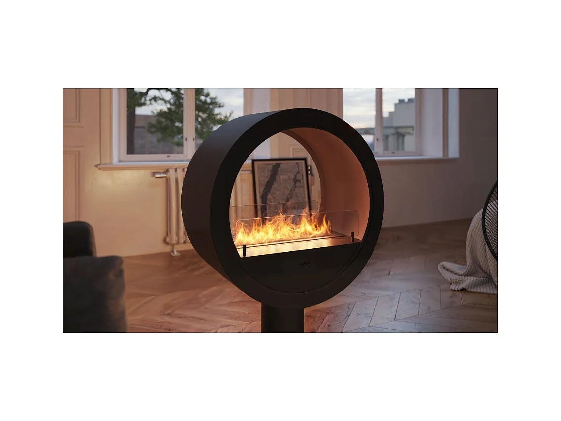 Chimenea de bioetanol de encimera Incycle Stand de 2 lados - Diseño circular con doble fachada de 70 cm de diámetro