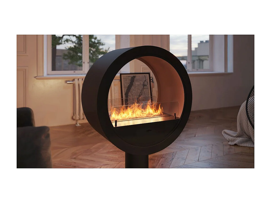 Cheminée bioéthanol de comptoir Incyclle Stand 2Side - Cheminée bioéthanol ronde à double façade d.70 cm