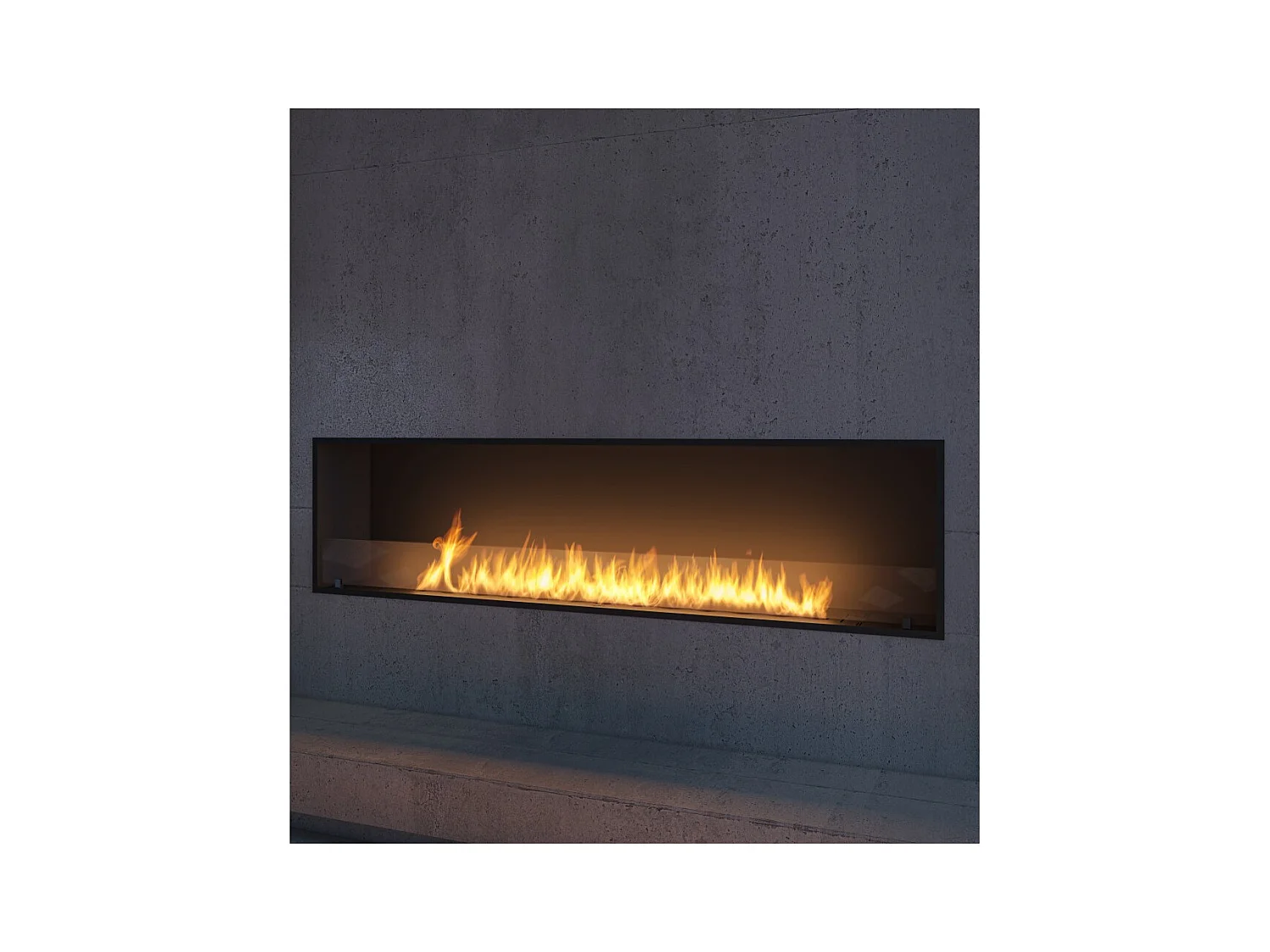 Cheminée bioéthanol encastrable Inside Black 2000 - Noir mat, avec vitre, brûleur 6 L, design moderne