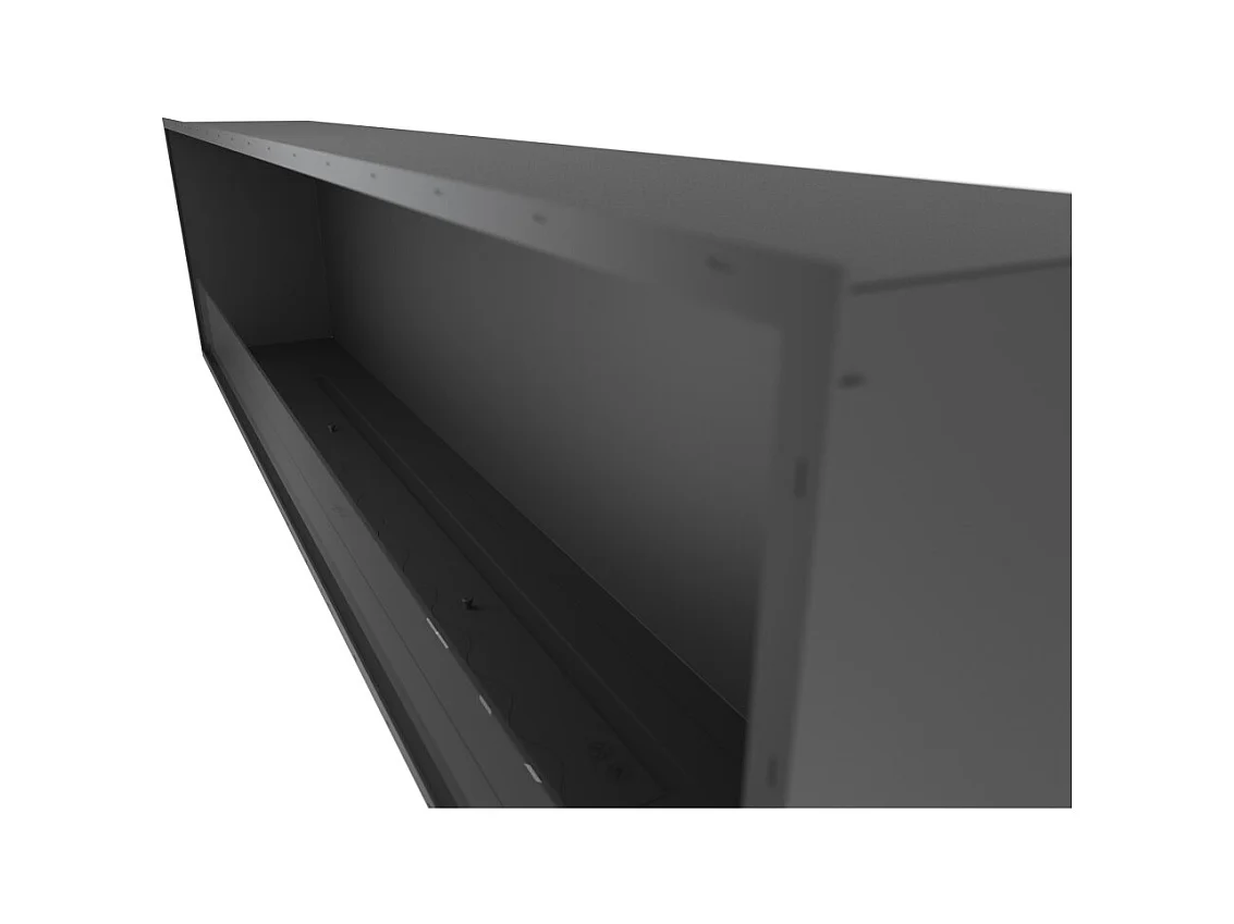 Cheminée bioéthanol encastrable Inside Black 2000 - Noir mat, avec vitre, brûleur 6 L, design moderne