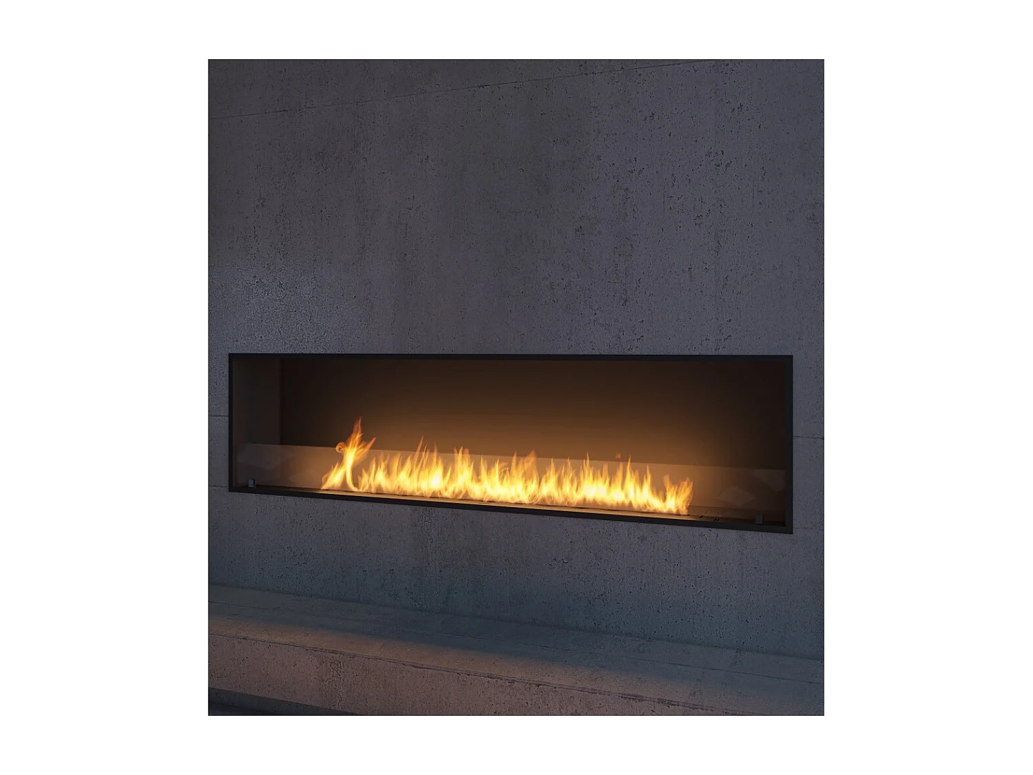 Lareira embutida a bioetanol Inside Black 2000 - Preto fosco, com vidro, queimador de 6 L, design moderno