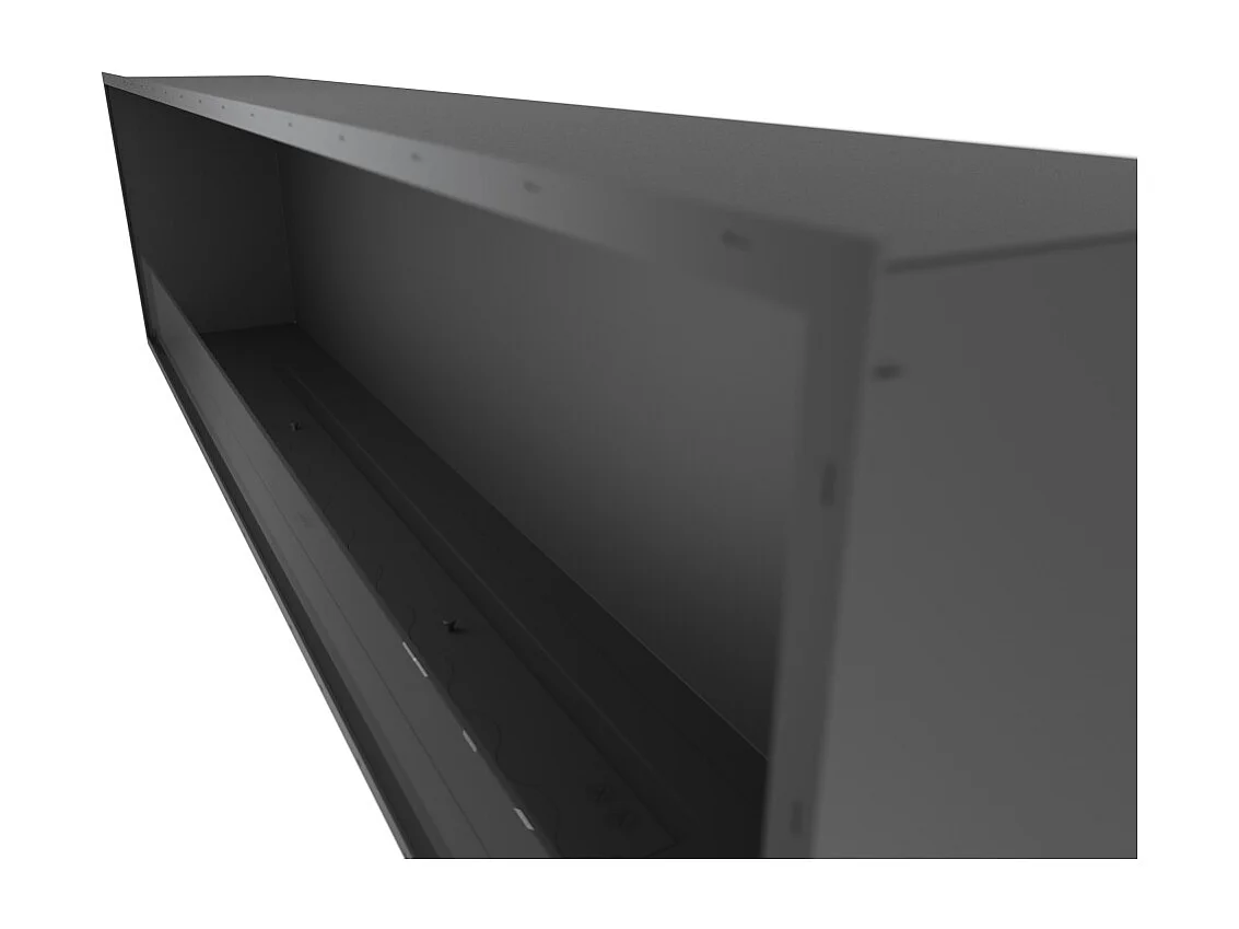 Lareira embutida a bioetanol Inside Black 2000 - Preto fosco, com vidro, queimador de 6 L, design moderno