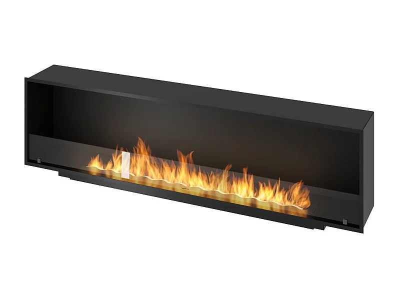 Kominek bioetanolowy Inside Black 2000 do zabudowy - matowa czerń, ze szkłem, palnik 6L, nowoczesny design
