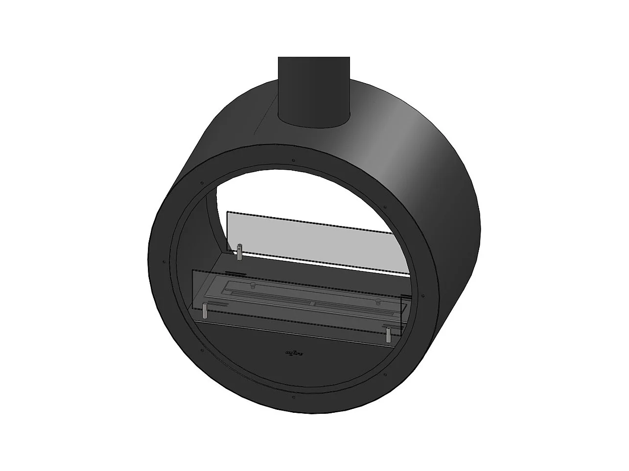 Cheminée bioéthanol suspendue Incyrcle Slim 2Side - Cheminée bioéthanol design ronde à double façade ouverte d.70cm