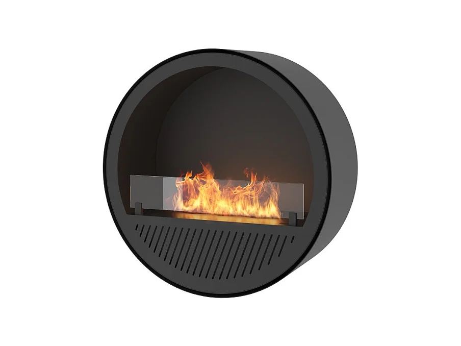 Cheminée bioéthanol murale Incyclle - Cheminée bioéthanol ronde design à accrocher au mur d.72cm Blanc