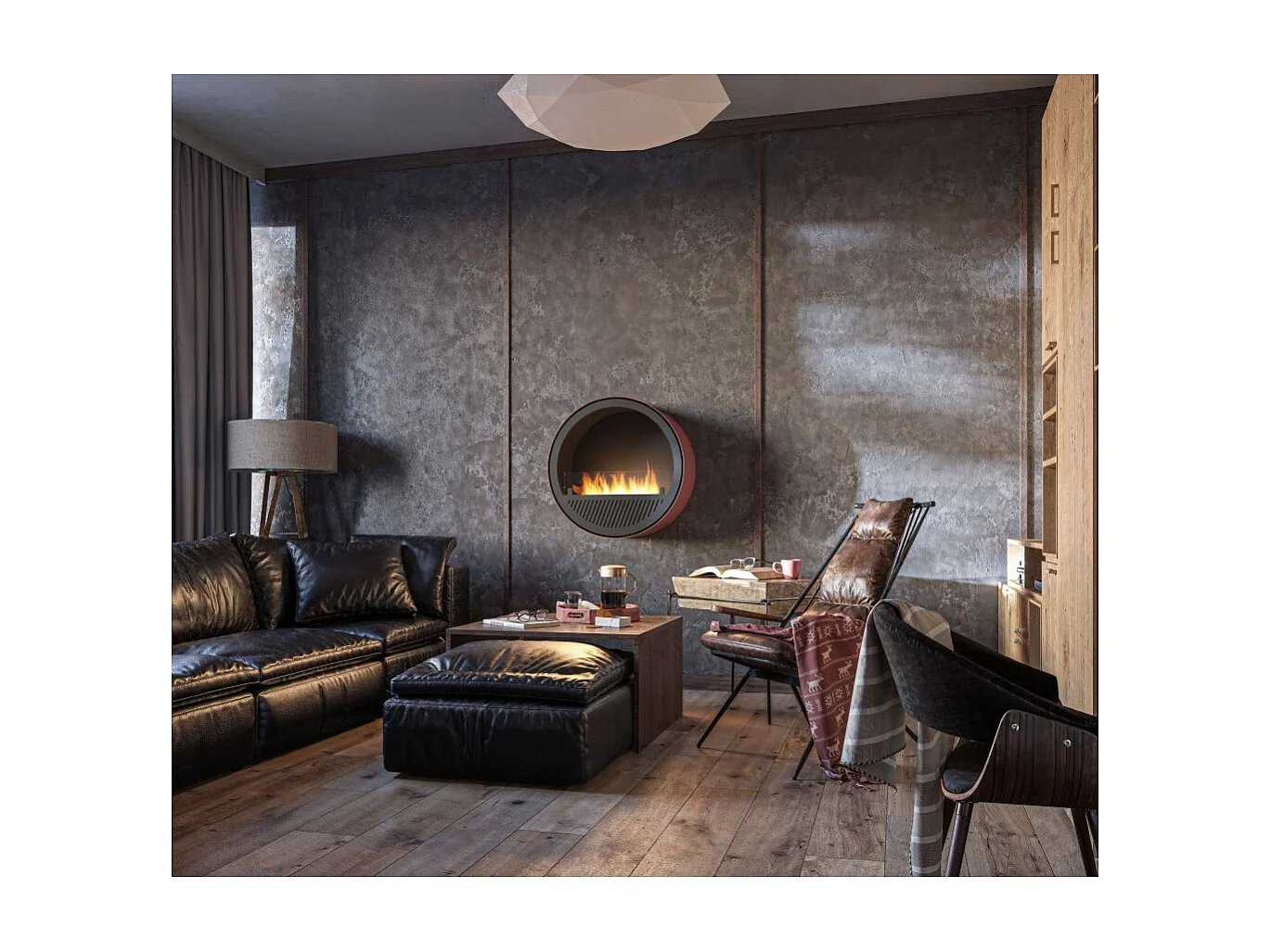 Camino a Bioetanolo da parete Incyrcle Wall - Biocamino rotondo di design da appendere al muro d.72cm Bianco