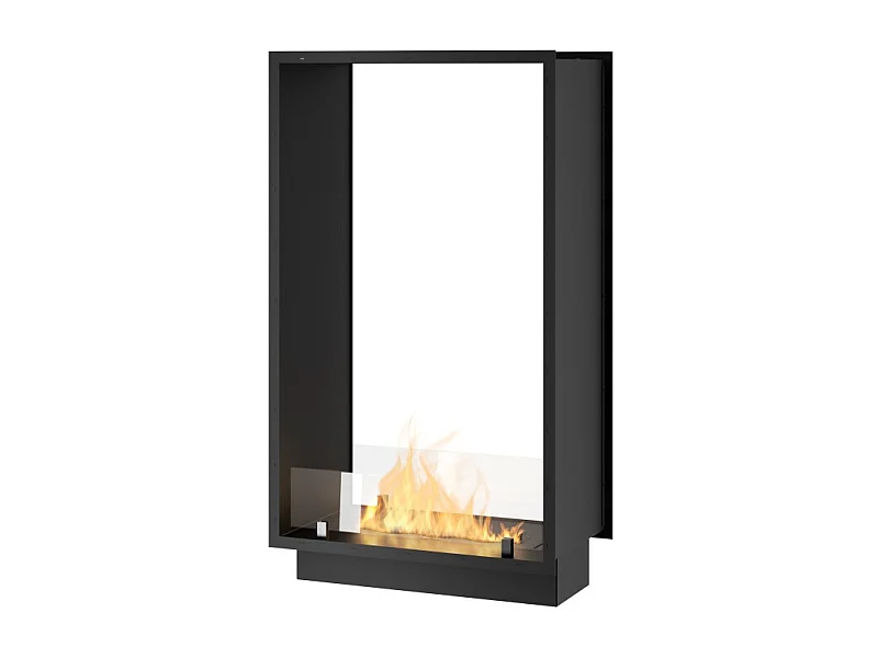Chimenea de bioetanol 2Side 1000 Slim Vert empotrada con dos fachadas - Negro mate, con cristal, quemador de 1 l, diseño moderno