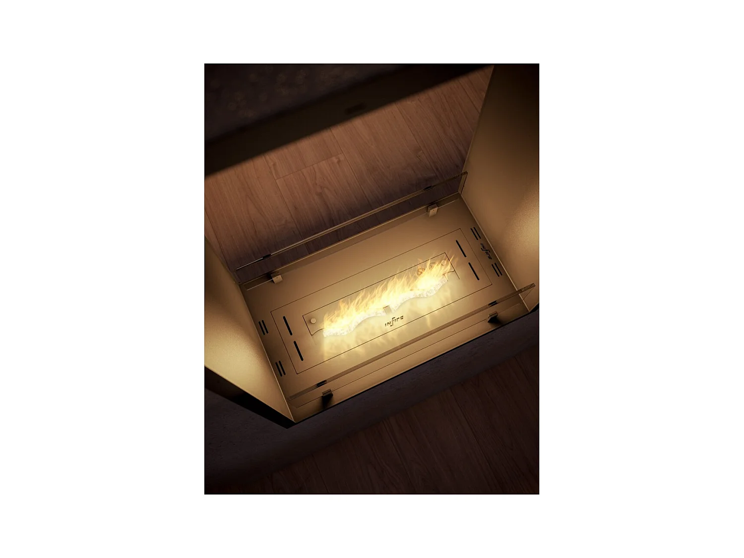 Cheminée bioéthanol 2Side 1000 Slim Vert encastrable à deux façades - Noir mat, avec vitre, brûleur 1 L, design moderne