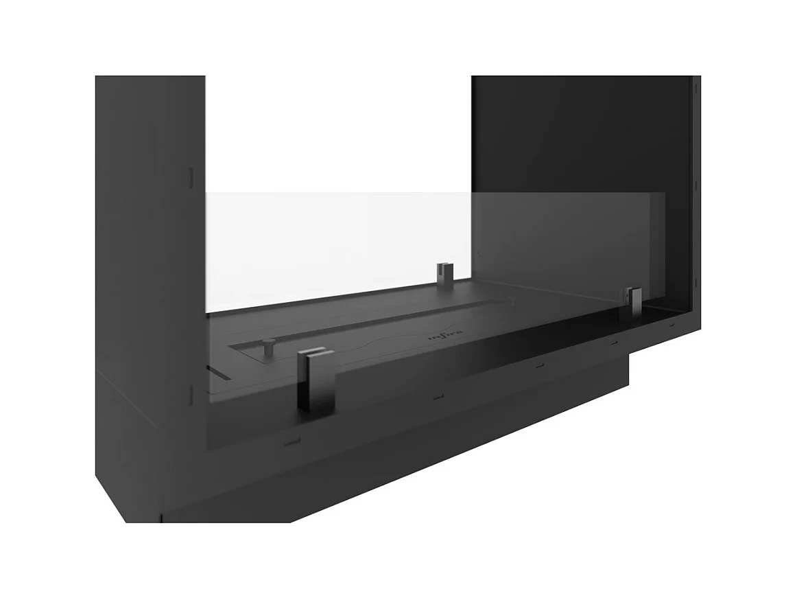 Cheminée bioéthanol 2Side 1000 Slim Vert encastrable à deux façades - Noir mat, avec vitre, brûleur 1 L, design moderne