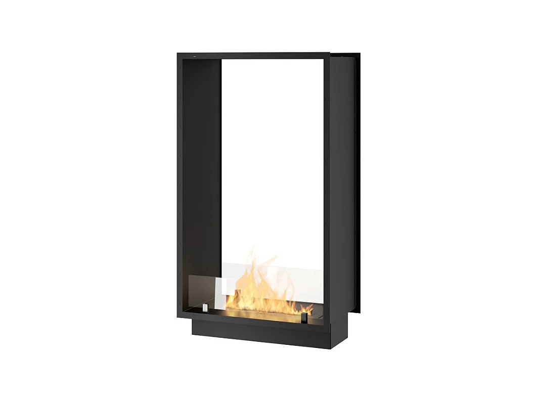 Chimenea de bioetanol 2Side 1000 Slim Vert empotrada con dos fachadas - Negro mate, con cristal, quemador de 1 l, diseño moderno