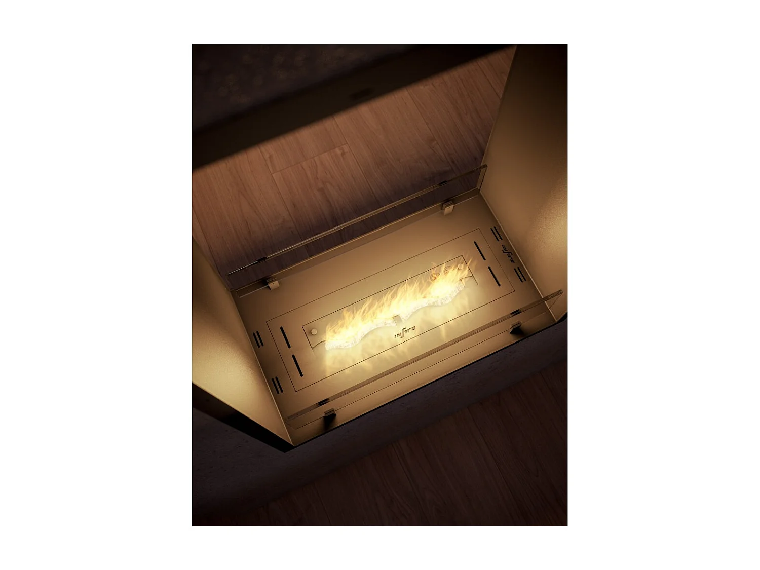 Lareira a Bioetanol 2 Lados 1000 Slim Vert Embutida com Duas Frentes - Preto Fosco, com Vidro, Queimador de 1L, Design Moderno