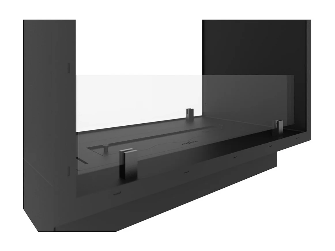 Lareira a Bioetanol 2 Lados 1000 Slim Vert Embutida com Duas Frentes - Preto Fosco, com Vidro, Queimador de 1L, Design Moderno