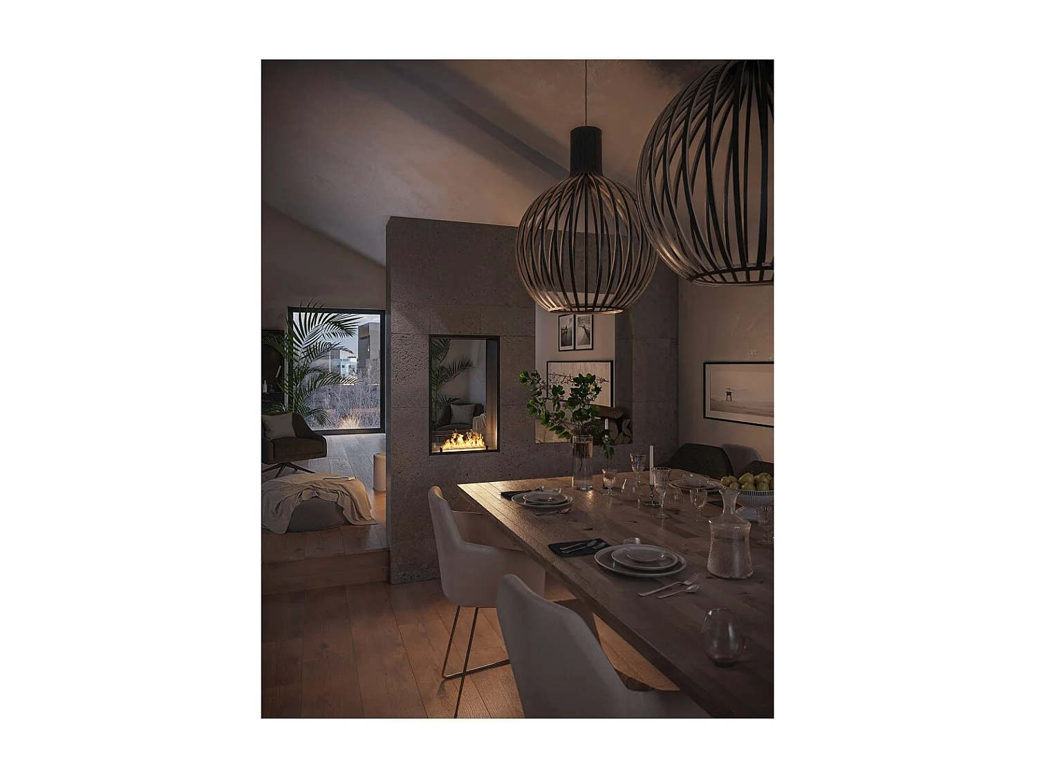 Lareira a Bioetanol 2 Lados 1000 Slim Vert Embutida com Duas Frentes - Preto Fosco, com Vidro, Queimador de 1L, Design Moderno