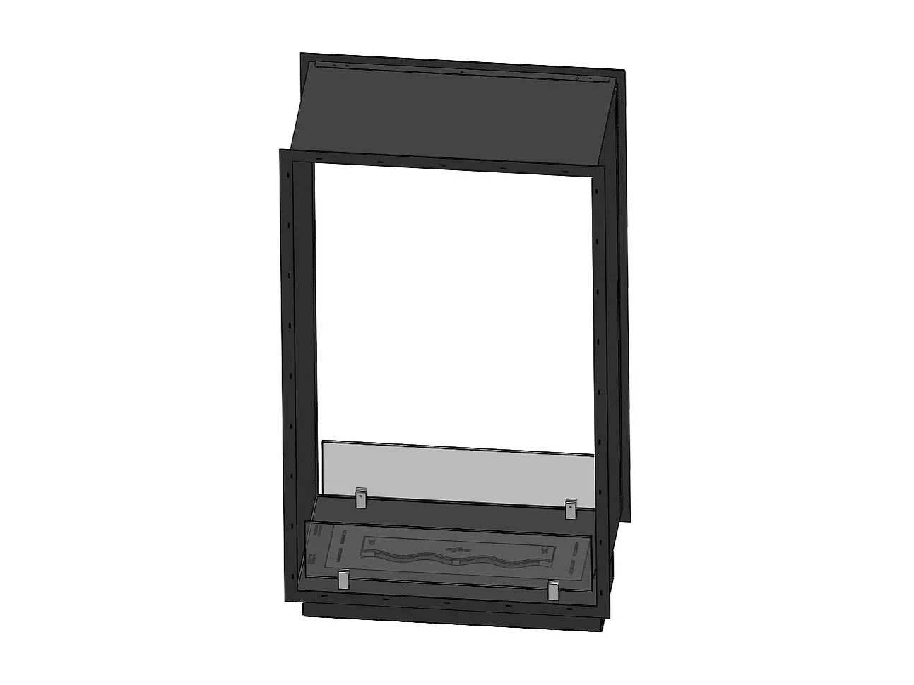 Lareira a Bioetanol 2 Lados 1000 Slim Vert Embutida com Duas Frentes - Preto Fosco, com Vidro, Queimador de 1L, Design Moderno