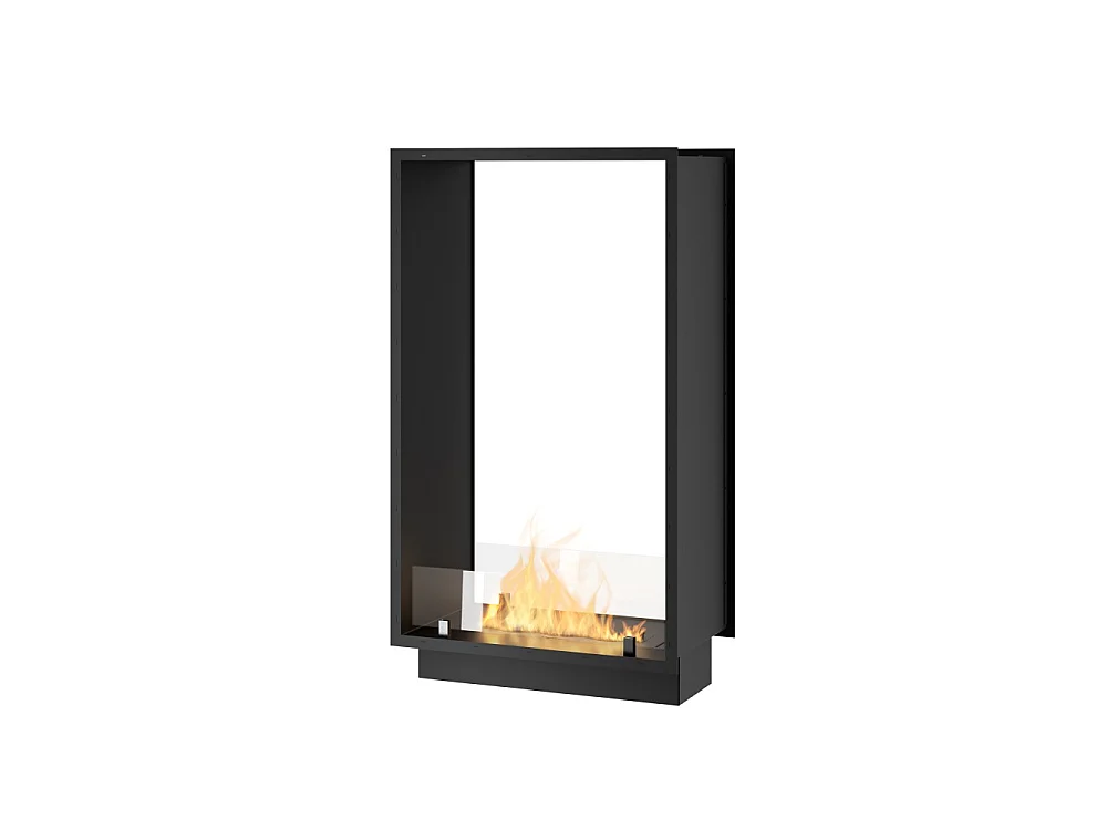 Lareira a Bioetanol 2 Lados 1000 Slim Vert Embutida com Duas Frentes - Preto Fosco, com Vidro, Queimador de 1L, Design Moderno