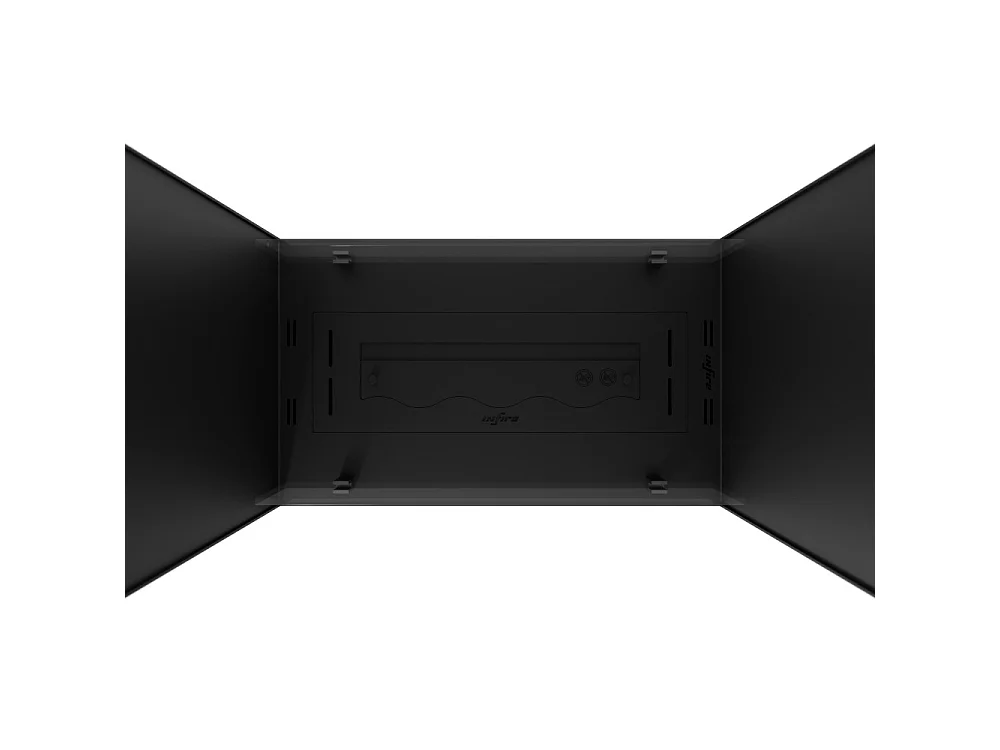 Lareira a Bioetanol 2 Lados 1000 Slim Vert Embutida com Duas Frentes - Preto Fosco, com Vidro, Queimador de 1L, Design Moderno