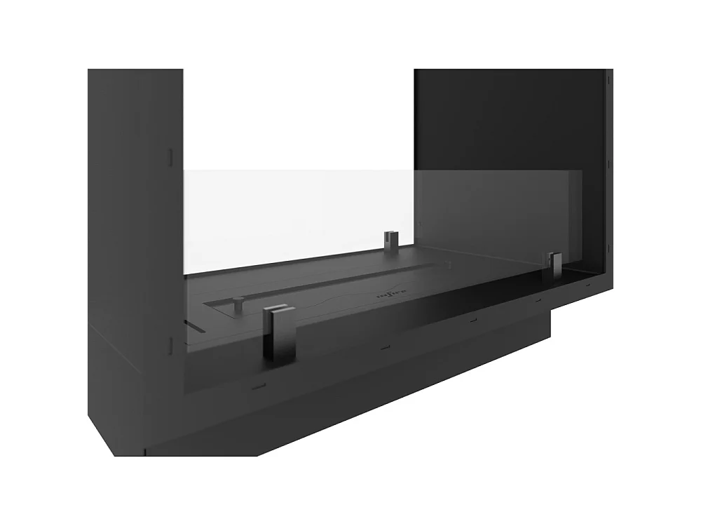 Lareira a Bioetanol 2 Lados 1000 Slim Vert Embutida com Duas Frentes - Preto Fosco, com Vidro, Queimador de 1L, Design Moderno