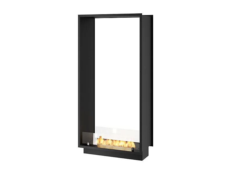 Chimenea de bioetanol 2Side 1400 Slim Vert empotrada con dos fachadas - Negro mate, con cristal, quemador de 1,2 l, diseño moderno