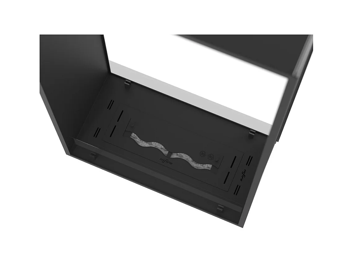 Cheminée bioéthanol 2Side 1400 Slim Vert encastrable à deux façades - Noir mat, avec vitre, brûleur 1,2 L, design moderne