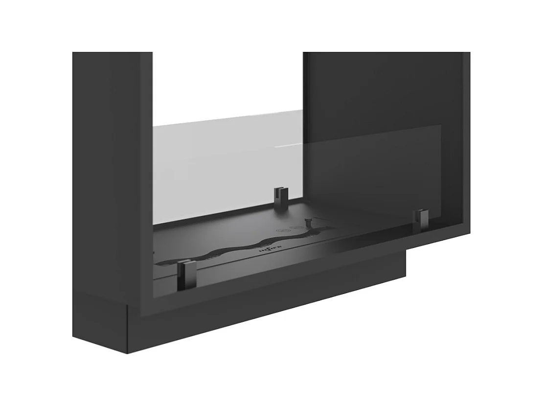 Cheminée bioéthanol 2Side 1400 Slim Vert encastrable à deux façades - Noir mat, avec vitre, brûleur 1,2 L, design moderne