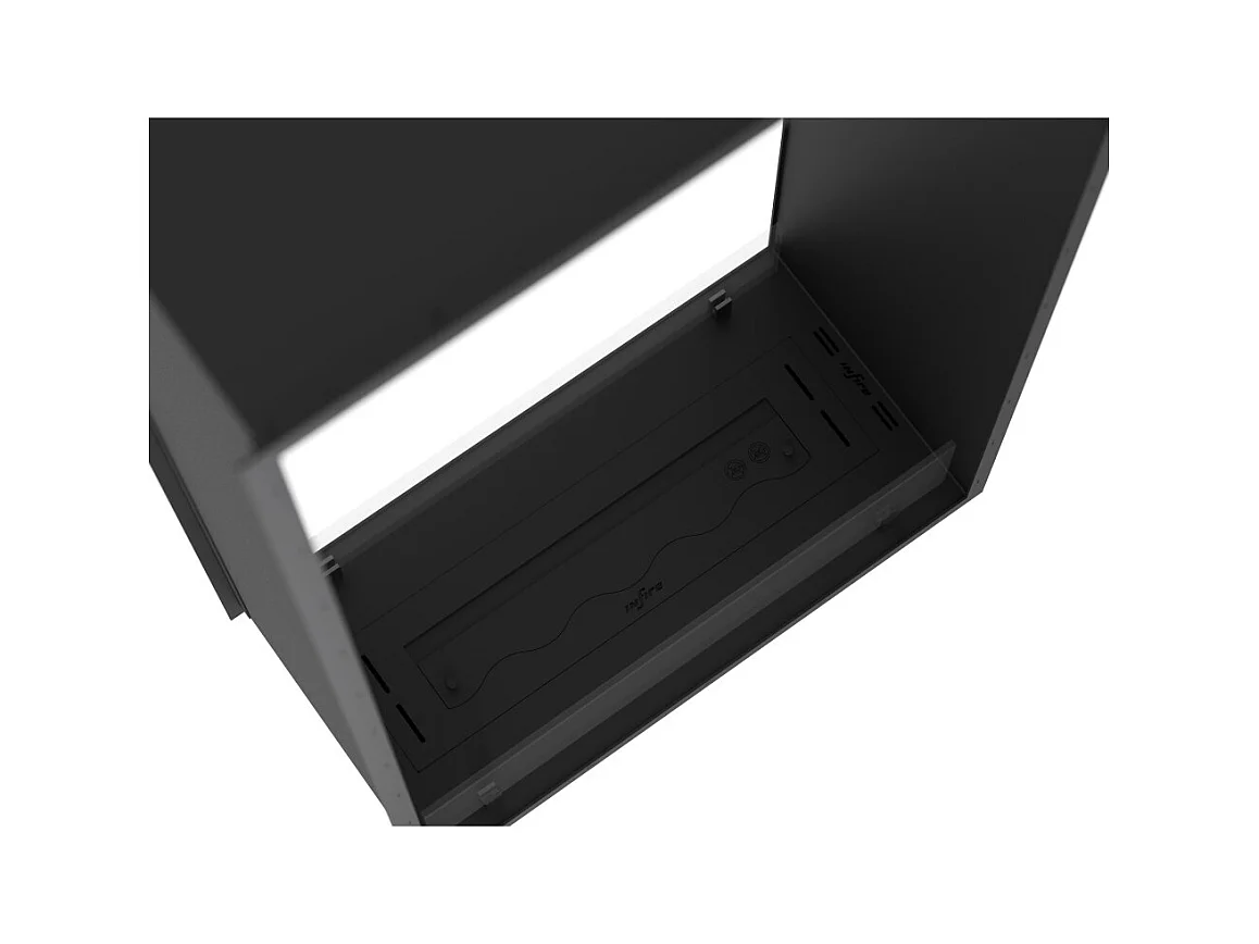 Cheminée bioéthanol 2Side 1400 Slim Vert encastrable à deux façades - Noir mat, avec vitre, brûleur 1,2 L, design moderne