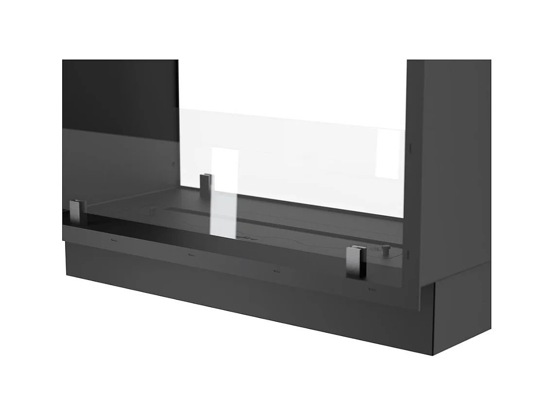 Cheminée bioéthanol 2Side 1400 Slim Vert encastrable à deux façades - Noir mat, avec vitre, brûleur 1,2 L, design moderne