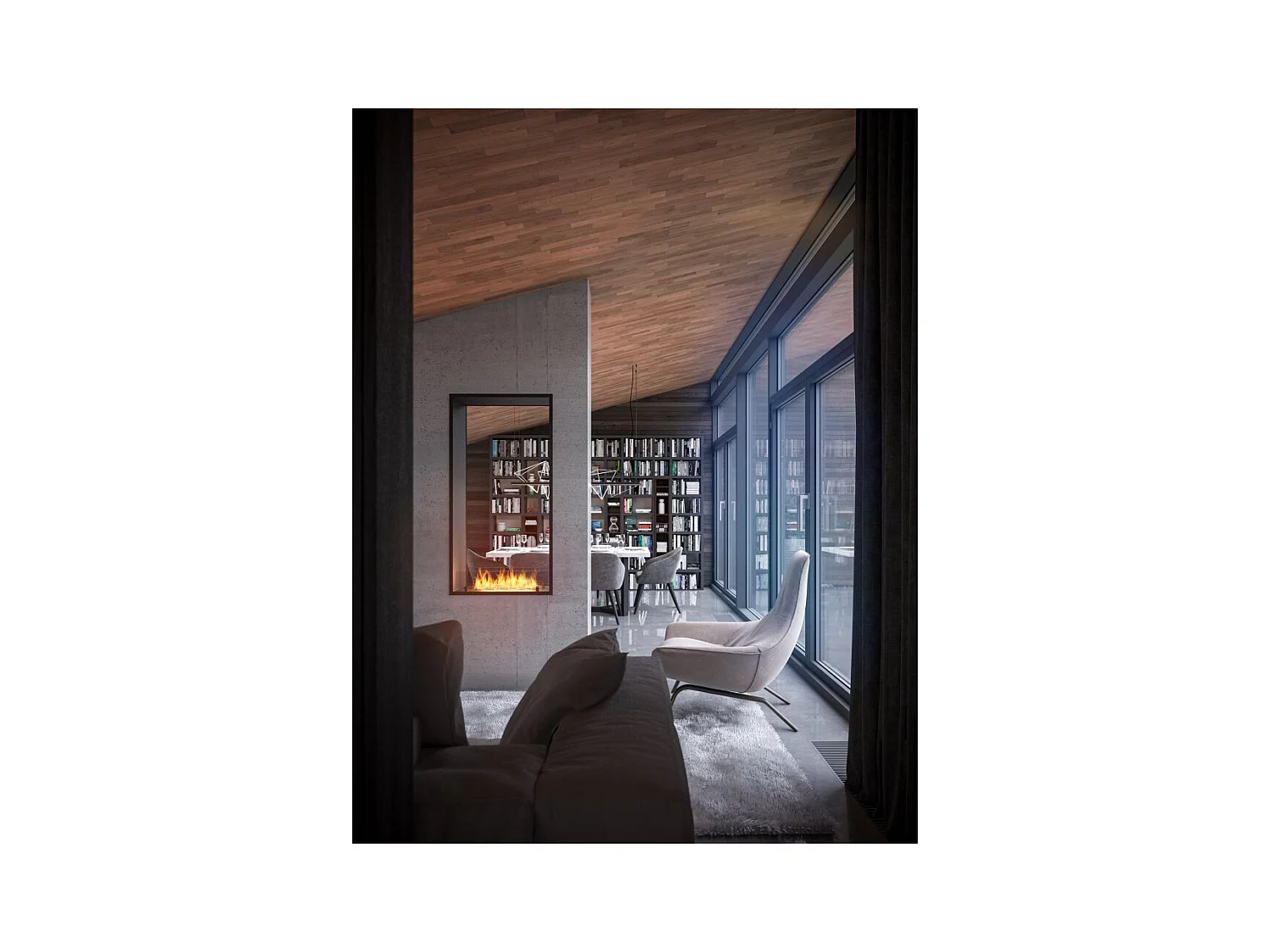 Cheminée bioéthanol 2Side 1400 Slim Vert encastrable à deux façades - Noir mat, avec vitre, brûleur 1,2 L, design moderne