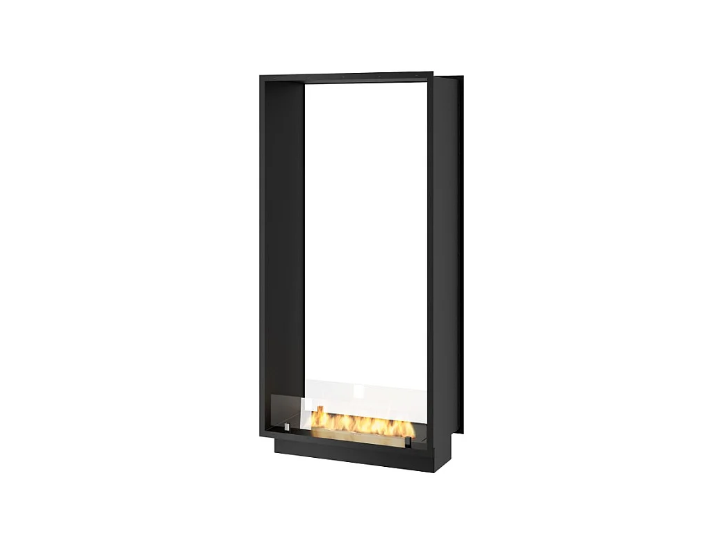 Chimenea de bioetanol 2Side 1400 Slim Vert empotrada con dos fachadas - Negro mate, con cristal, quemador de 1,2 l, diseño moderno