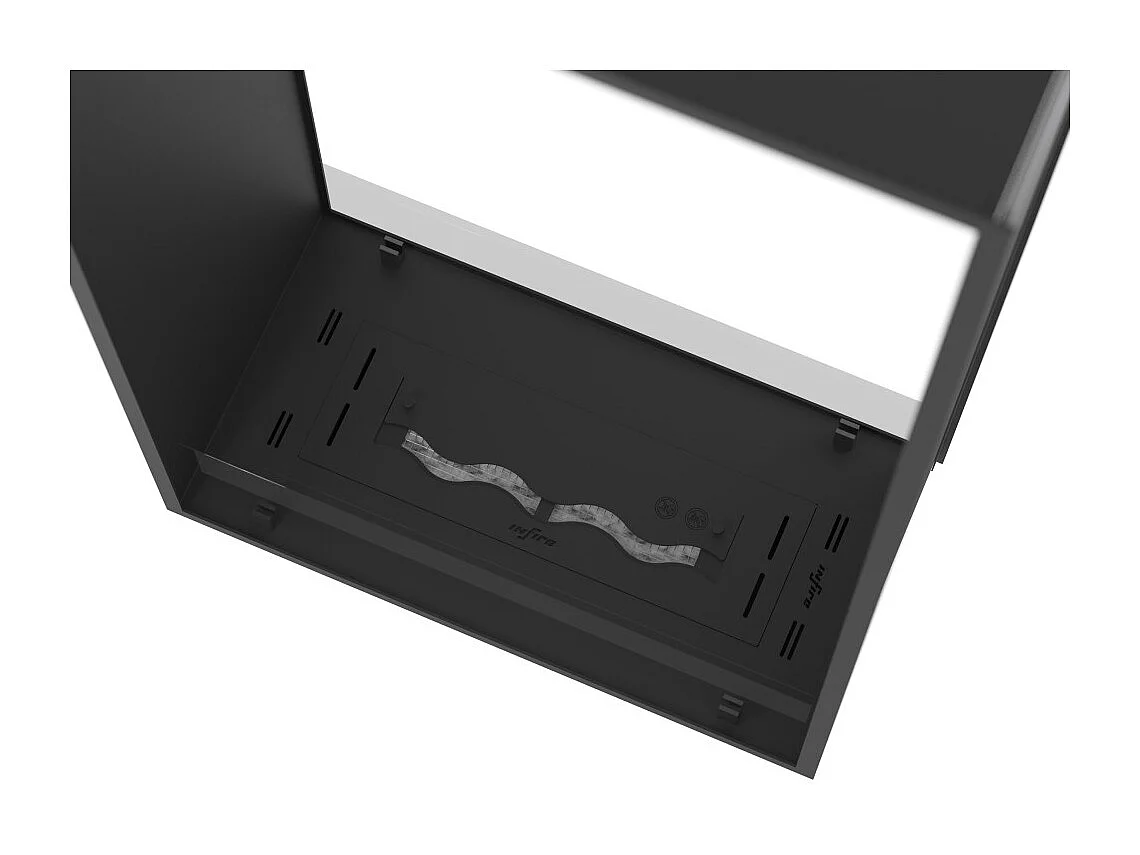 Lareira a Bioetanol 2 Lados 1400 Slim Vert Embutida com Duas Frentes - Preto Fosco, com Vidro, Queimador de 1,2L, Design Moderno