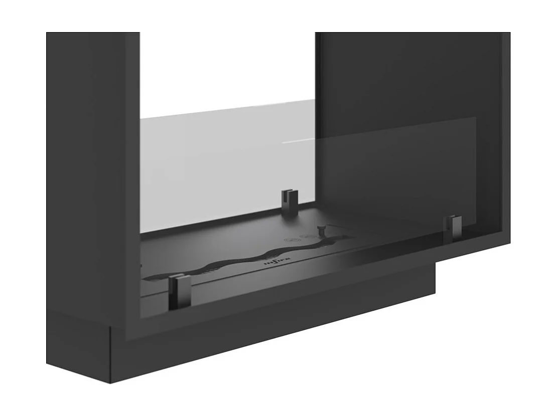 Lareira a Bioetanol 2 Lados 1400 Slim Vert Embutida com Duas Frentes - Preto Fosco, com Vidro, Queimador de 1,2L, Design Moderno