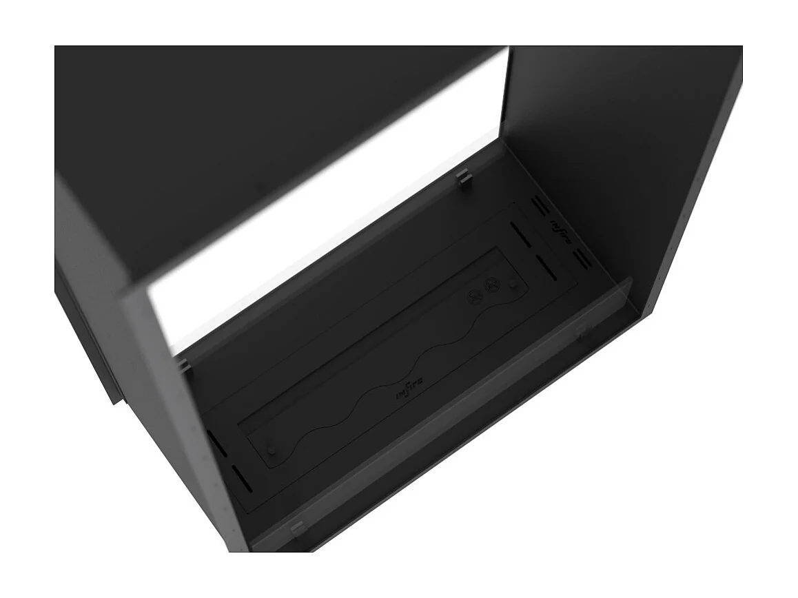 Lareira a Bioetanol 2 Lados 1400 Slim Vert Embutida com Duas Frentes - Preto Fosco, com Vidro, Queimador de 1,2L, Design Moderno