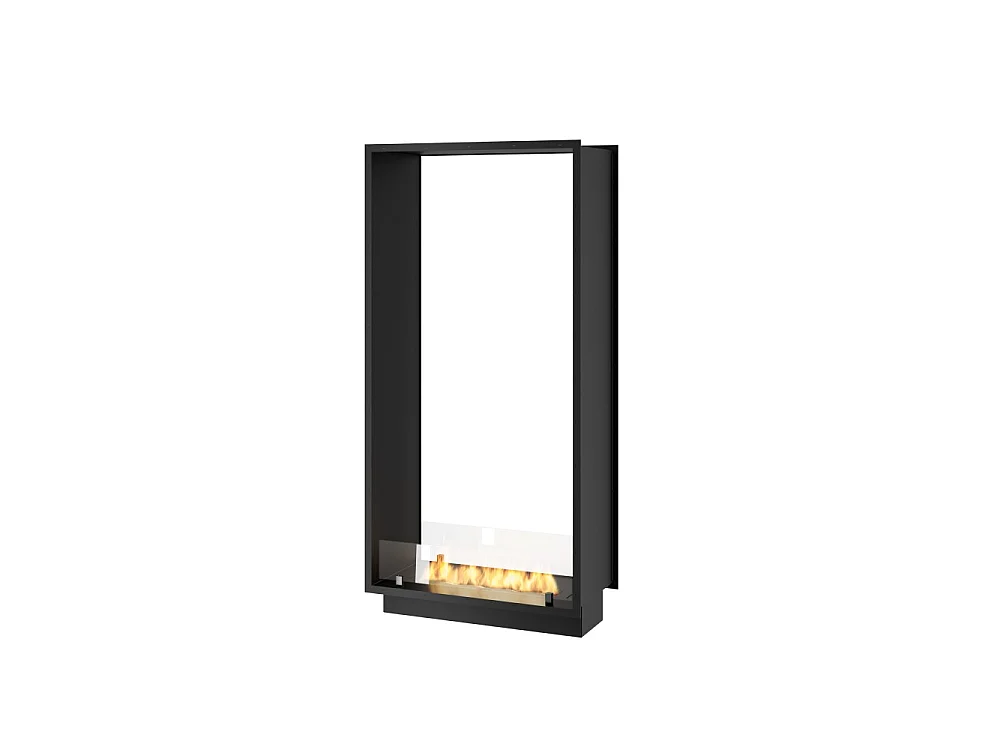 Kominek bioetanolowy 2Side 1400 Slim Vert do zabudowy z dwiema stronami - matowa czerń, ze szkłem, palnik 1,2 l, nowoczesny design
