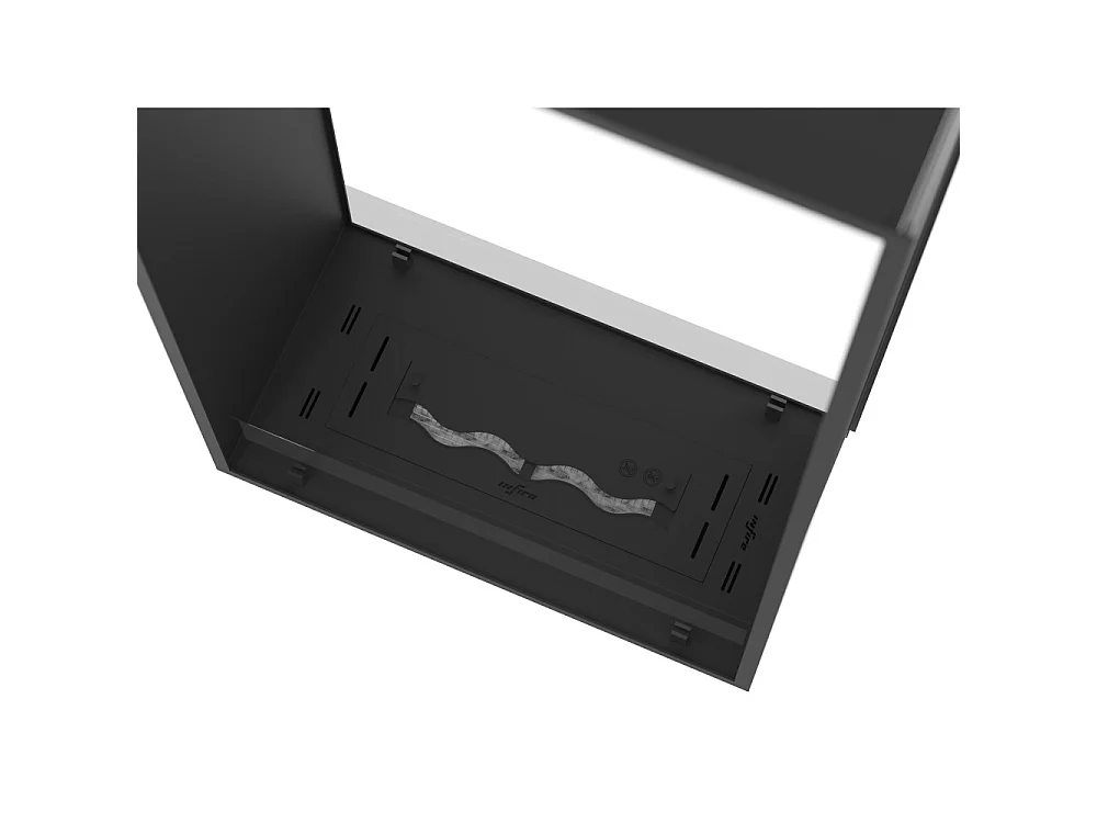 Kominek bioetanolowy 2Side 1400 Slim Vert do zabudowy z dwiema stronami - matowa czerń, ze szkłem, palnik 1,2 l, nowoczesny design