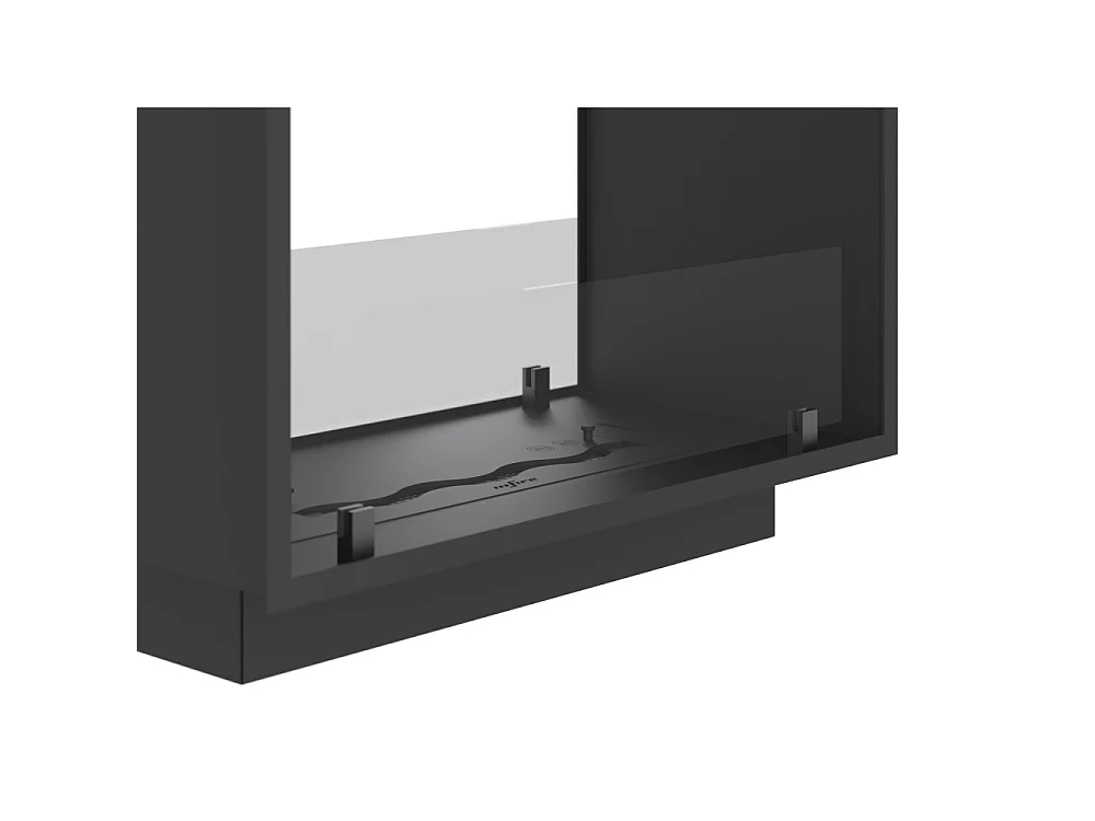Kominek bioetanolowy 2Side 1400 Slim Vert do zabudowy z dwiema stronami - matowa czerń, ze szkłem, palnik 1,2 l, nowoczesny design