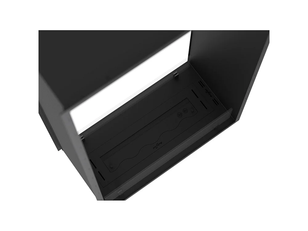 Kominek bioetanolowy 2Side 1400 Slim Vert do zabudowy z dwiema stronami - matowa czerń, ze szkłem, palnik 1,2 l, nowoczesny design