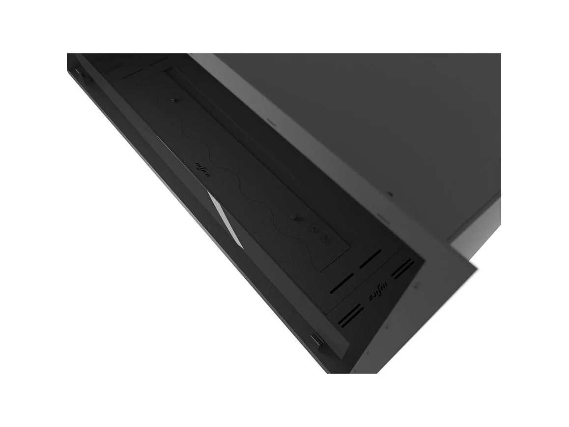 Cheminée bioéthanol encastrable Inside Black 1000 - Noir mat, avec vitre, brûleur 3 L, design moderne