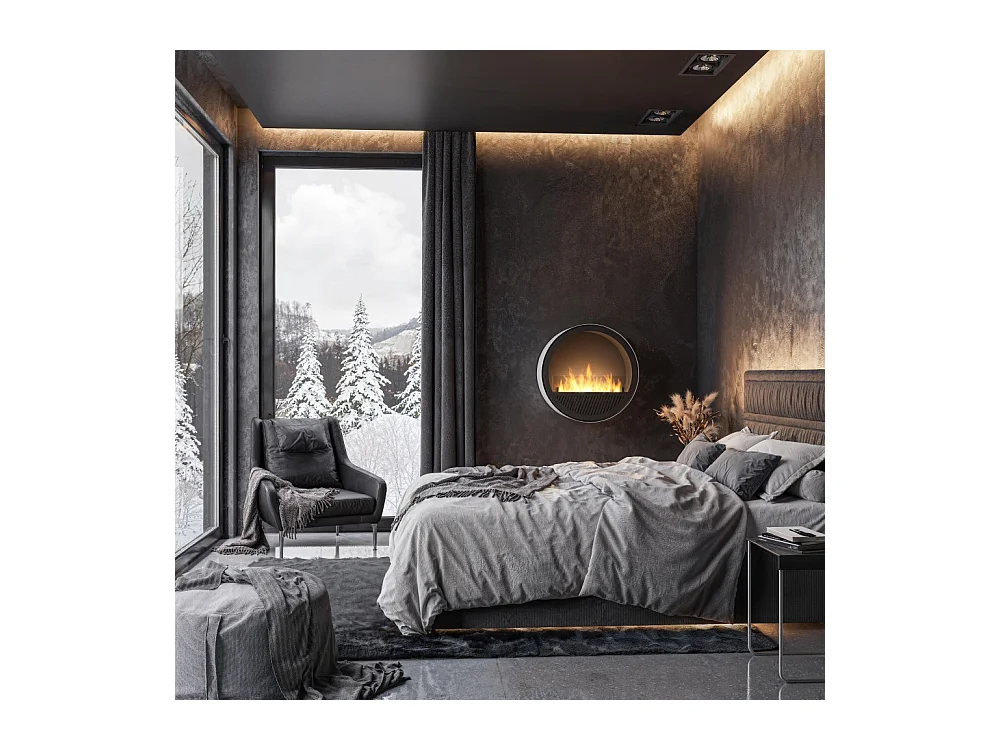 Cheminée bioéthanol murale Incyclle - Cheminée bio design ronde à accrocher au mur d.72cm