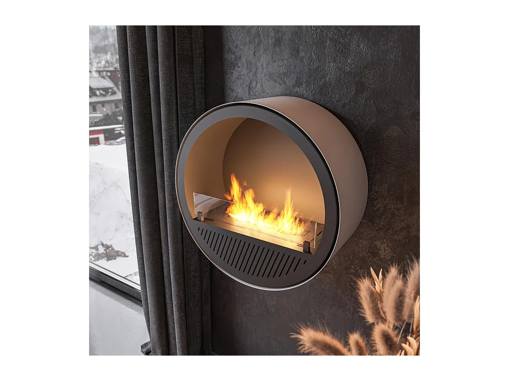 Cheminée bioéthanol murale Incyclle - Cheminée bio design ronde à accrocher au mur d.72cm