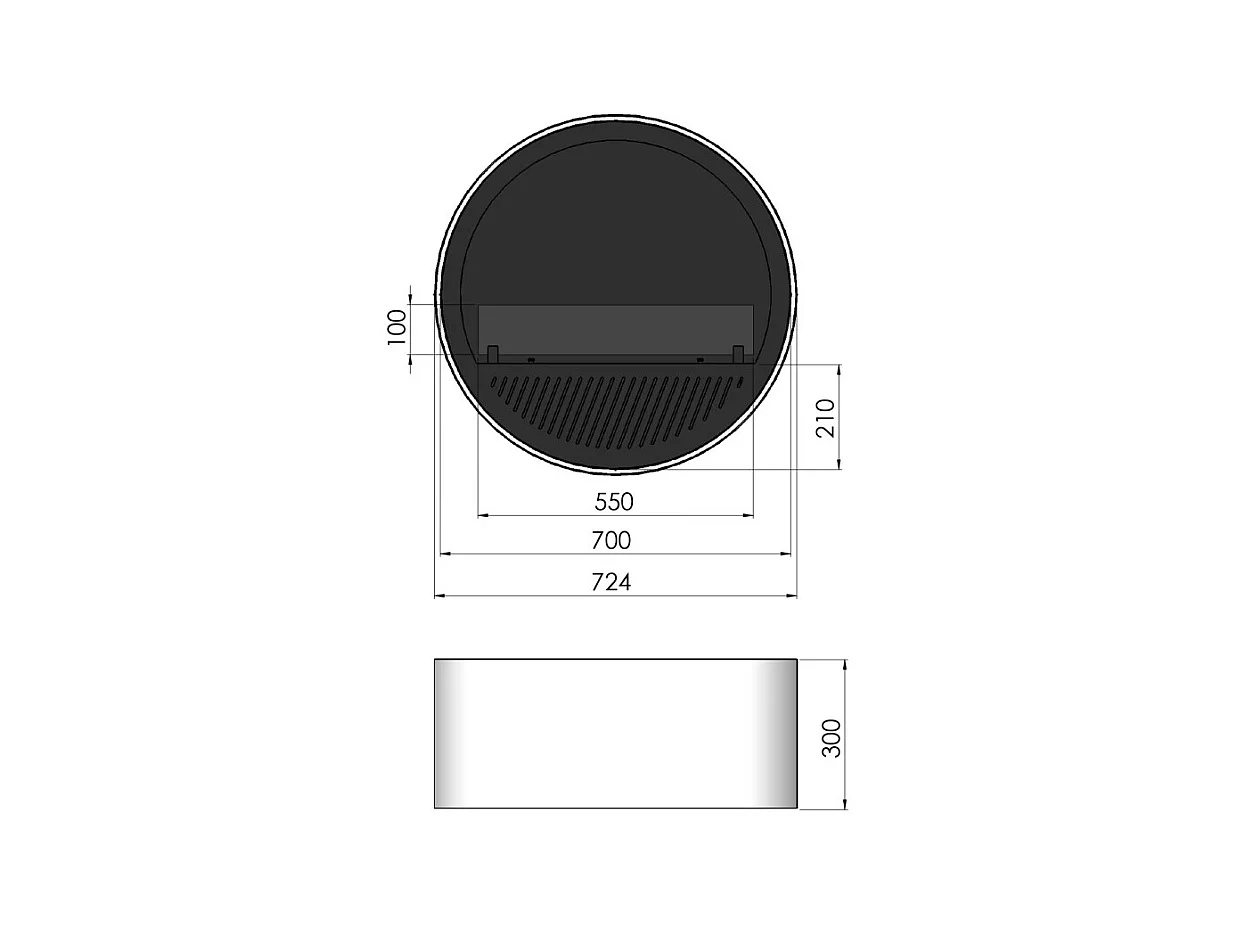 Cheminée bioéthanol murale Incyclle - Cheminée bio design ronde à accrocher au mur d.72cm