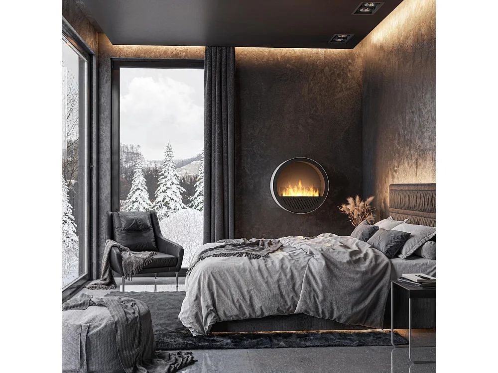 Cheminée bioéthanol murale Incyclle - Cheminée bio design ronde à accrocher au mur d.72cm
