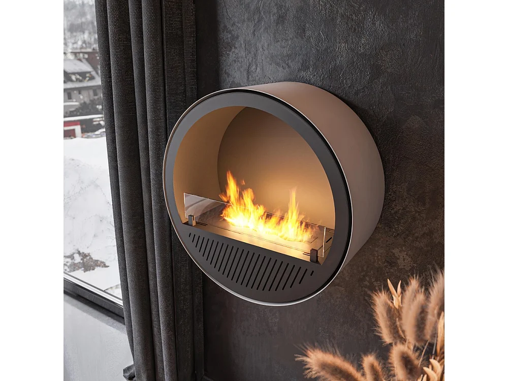 Cheminée bioéthanol murale Incyclle - Cheminée bio design ronde à accrocher au mur d.72cm