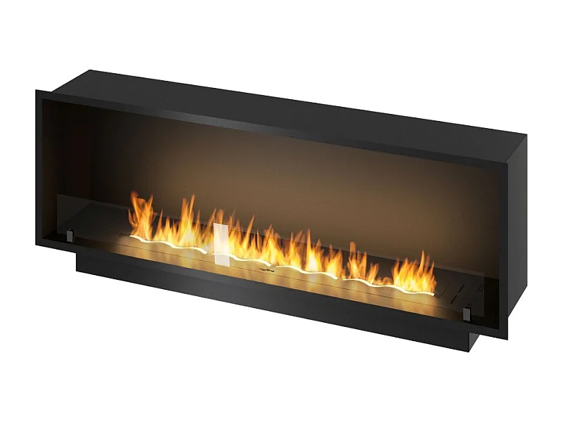 Chimenea de bioetanol empotrada Inside Black 1500 - Negro mate, con cristal, quemador de 5 l, diseño moderno