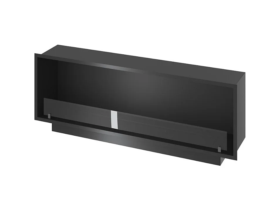 Cheminée bioéthanol encastrable Inside Black 1500 - Noir mat, avec vitre, brûleur 5 L, design moderne
