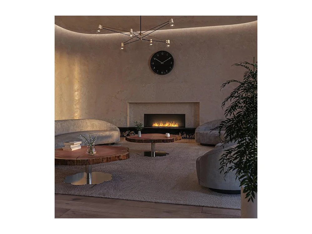 Cheminée bioéthanol encastrable Inside Black 1500 - Noir mat, avec vitre, brûleur 5 L, design moderne