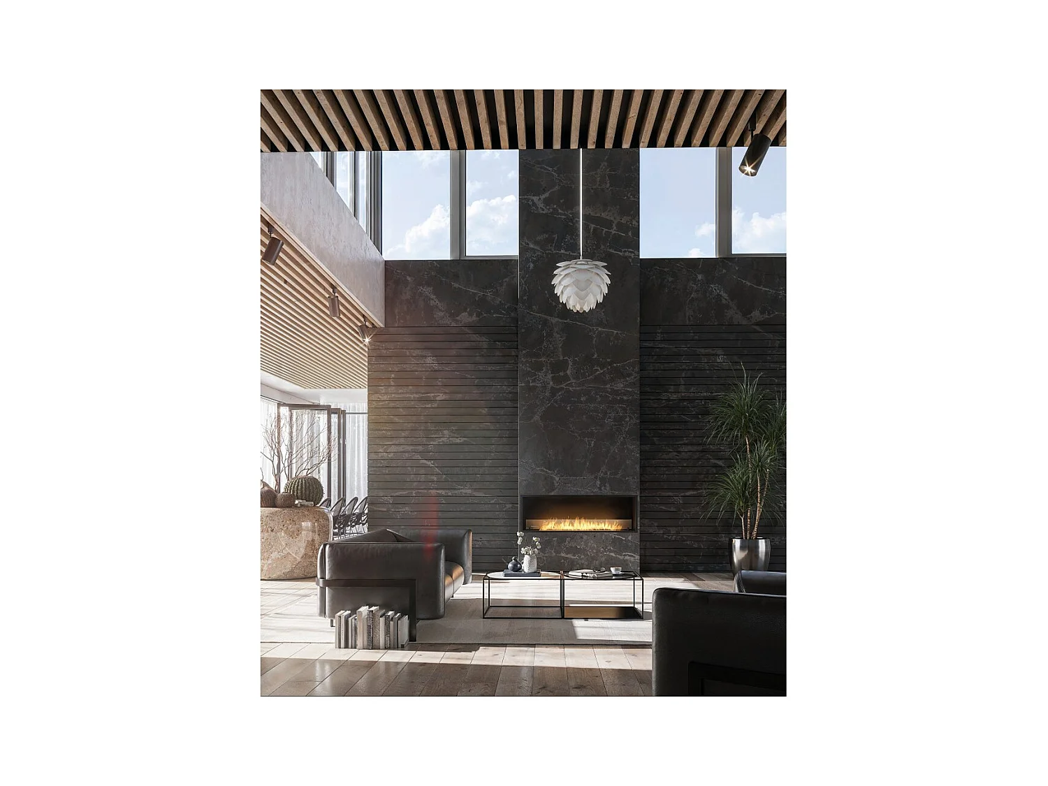 Cheminée bioéthanol encastrable Inside Black 1500 - Noir mat, avec vitre, brûleur 5 L, design moderne